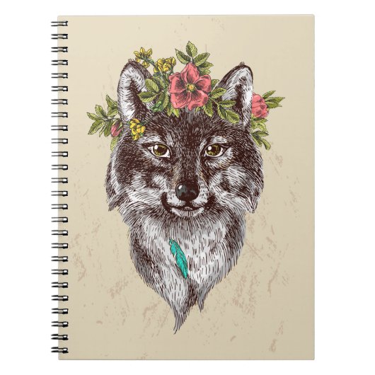 Boho Style Wolf Halo Portrait Notizblock (Vorderseite)