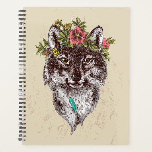 Boho Style Wolf Halo Portrait Planer (Vorderseite)