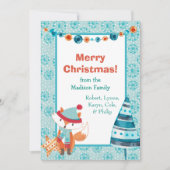 Boho Style Woodland Fox Weihnachtskarte Feiertagskarte (Vorderseite)