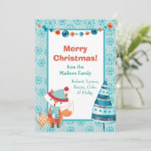 Boho Style Woodland Fox Weihnachtskarte Feiertagskarte (Stehend Vorderseite)