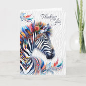 Boho Style Zebra Feathers Thinking of You Blank Karte (Vorderseite)