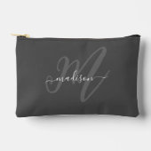 Boho Stylish Gray Monogram und Name Zubehörtasche (Vorderseite)