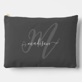 Boho Stylish Gray Monogram und Name Zubehörtasche (Vorderseite)