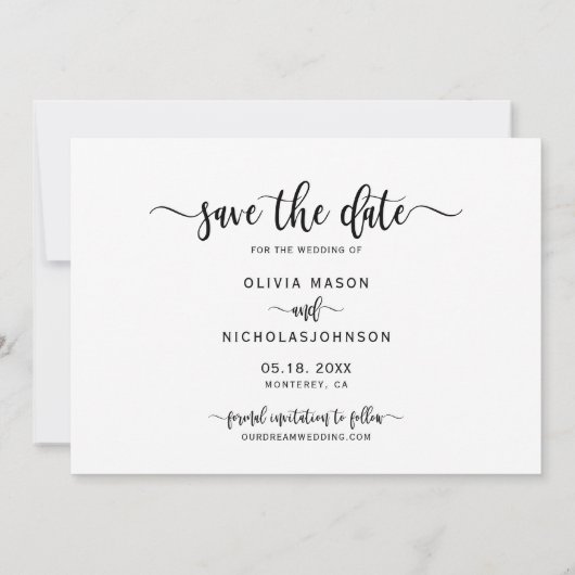 Boho Stylish handgeschriebenes Script One Foto Wed Save The Date (Rückseite)