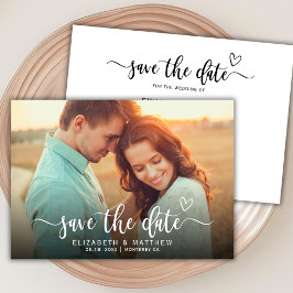 Boho Stylish Heart Script One Foto Wedding Save The Date