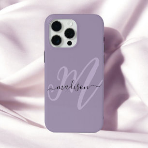 Boho Stylish Lavender Script Monogram und Name Case-Mate iPhone Hülle