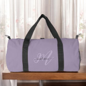Boho Stylish Script Lila Name und Monogram Duffle Bag