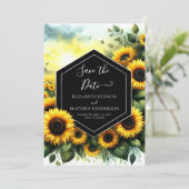Boho Stylish Sunflower Wedding Save The Date (Stehend Vorderseite)