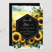 Boho Stylish Sunflower Wedding Save The Date (Vorne/Hinten)