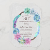 Boho Succulent Cactus Wreath 30. Geburtstag Party Einladung (Vorne/Hinten)