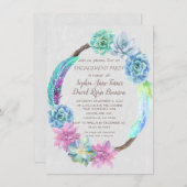 Boho Succulent Cactus Wreath Engagement Party Einladung (Vorne/Hinten)