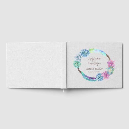 Boho Succulent Cactus Wreath Wedding Gästebuch (Voll)