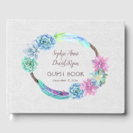 Boho Succulent Cactus Wreath Wedding Gästebuch