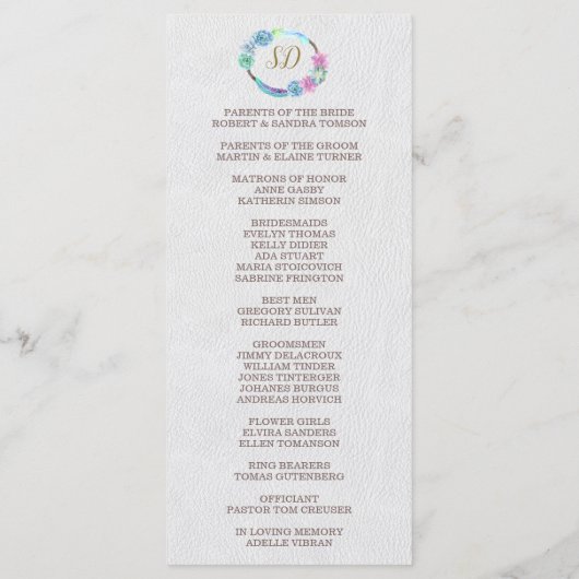 Boho Succulent Cactus Wreath Wedding Program Programm (Rückseite)