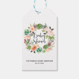 Boho Succulent Floral Wreath Baby Dusche Vielen Da Geschenkanhänger