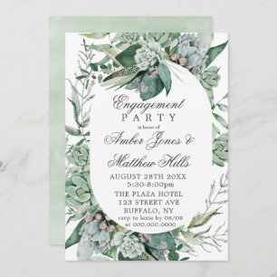 Boho Succulent Greenerity Engagement Party Einladung