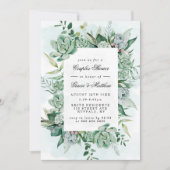 Boho Succulent Greenery Paare Dusche Einladungen (Vorderseite)