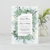 Boho Succulent Greenery Paare Dusche Einladungen (Stehend Vorderseite)