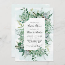 Boho Succulent Greenery Paare Dusche Einladungen