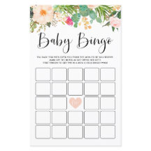 Boho Succulents Baby Dusche Bingo Game Card
