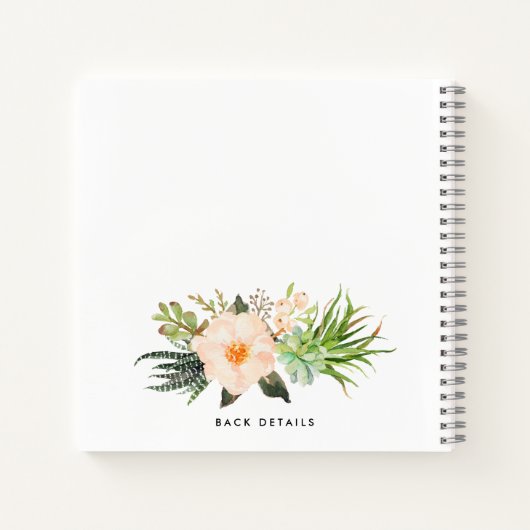 Boho Succulents Blumenreath anpassbar Notizblock (Rückseite)