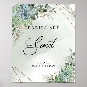 Boho succulents eucalyptus gold Babies sind süß Poster