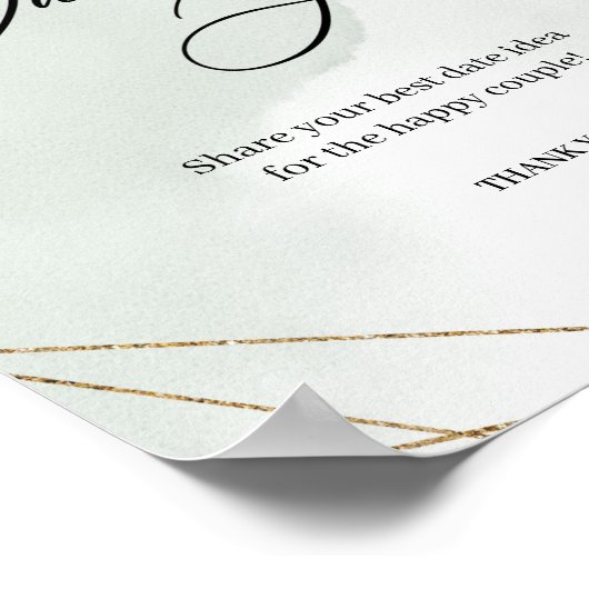 Boho succulents eucalyptus gold Date jar game sign Poster (Ecke)