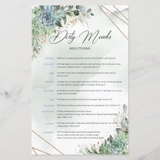 Boho succulents eucalyptus gold frame Dirty Minds (Rückseite)