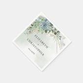 Boho Succulents eucalyptus Goldrahmen Hochzeit Serviette (Ecke)