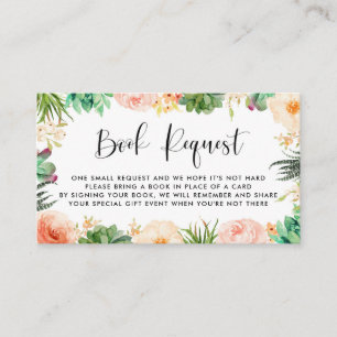 Boho Succulents Floral Wreath Book Request Card Begleitkarte