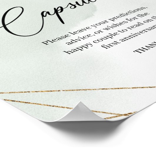 Boho succulents gold frame Time Capsule game sign Poster (Ecke)