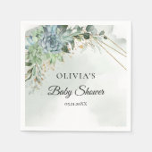 Boho succulents green frame Baby Dusche Serviette (Vorderseite)