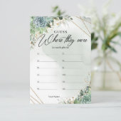 Boho succulents grünes Gold Wo sie waren Karte (Stehend Vorderseite)