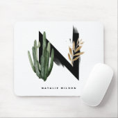 Boho Succulents Letter H Monogram Mousepad (Mit Mouse)