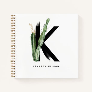 Boho Succulents Letter K Monogram Personalisiert Notizblock