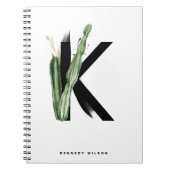 Boho Succulents Letter K Monogram Tropical Notizblock (Vorderseite)
