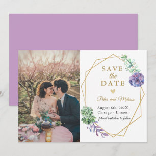 Boho Succulents Save the Date Foto Lavender Ankündigung