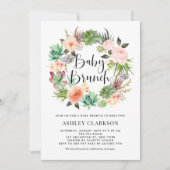 Boho Succules Blumenkraut Baby Brunch Einladung (Vorderseite)