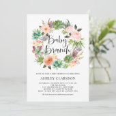 Boho Succules Blumenkraut Baby Brunch Einladung (Stehend Vorderseite)