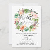 Boho Succules Blumenkraut Baby Sprinkle Einladung (Vorderseite)