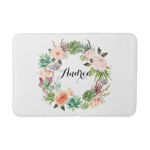 Boho Succules Blumenreath Personalisiert Badematte