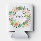 Boho Succules Blumenreath Personalisiert Dosenkühler (Rückseite)
