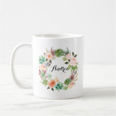 Boho Succules Blumenreath Personalisiert Kaffeetasse (Links)