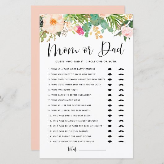 Boho Succuless raten, wer Mama oder Vater Duschspi (Vorne/Hinten)