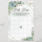 Boho succultus eucalyptus gold frame baby Bingo (Vorderseite)