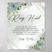 Boho succultus eucalyptus Goldrahmen Ring Hunt Poster (Vorne)