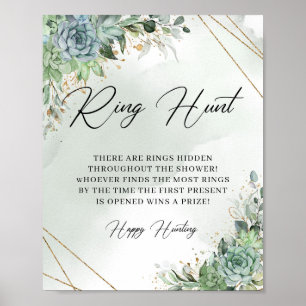 Boho succultus eucalyptus Goldrahmen Ring Hunt Poster