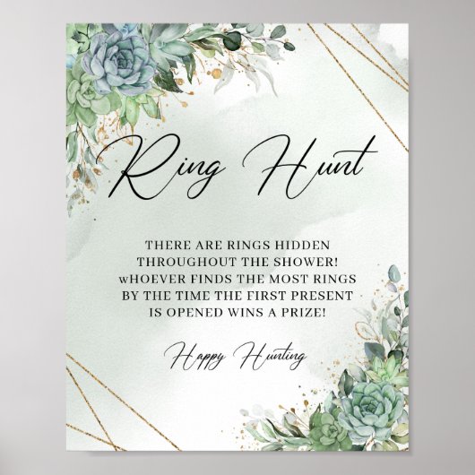 Boho succultus eucalyptus Goldrahmen Ring Hunt Poster (Vorne)