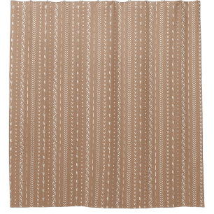 Boho-Süd-Geometrischer Streifen Warm Neutral Beige Duschvorhang