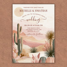 Boho Südwest-Watercolor-Wüsten-Kaktus-Hochzeit